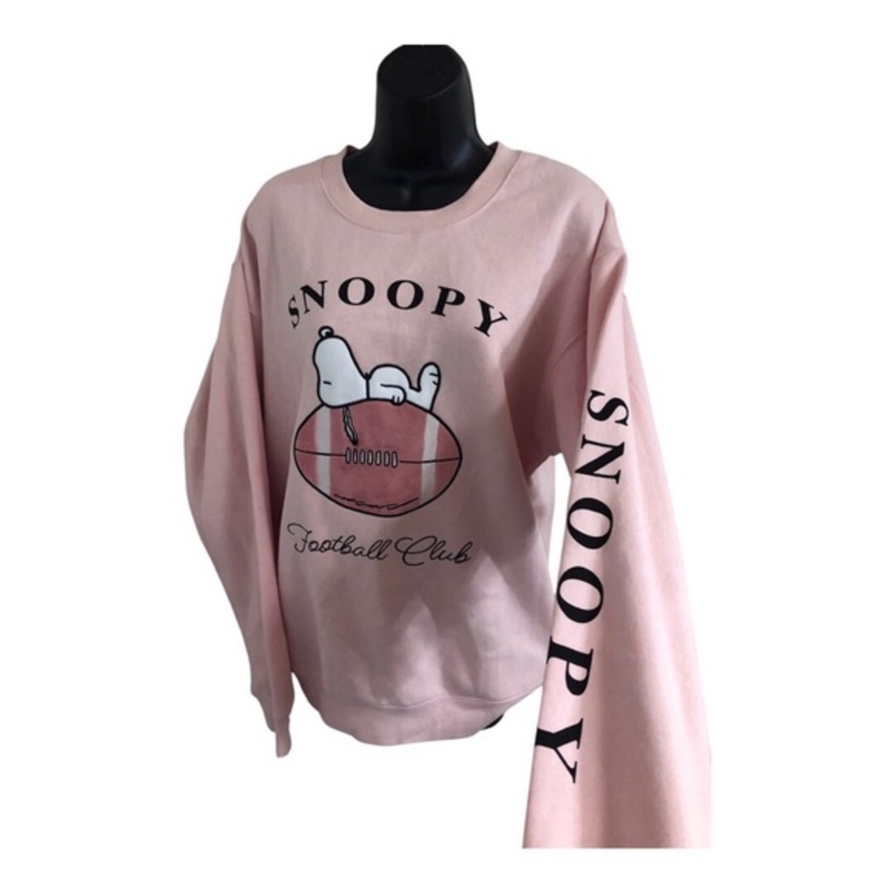 Peanut’s Snoopy football club graphic print pink sweatshirt‎ size medium new - Picture 12 of 15